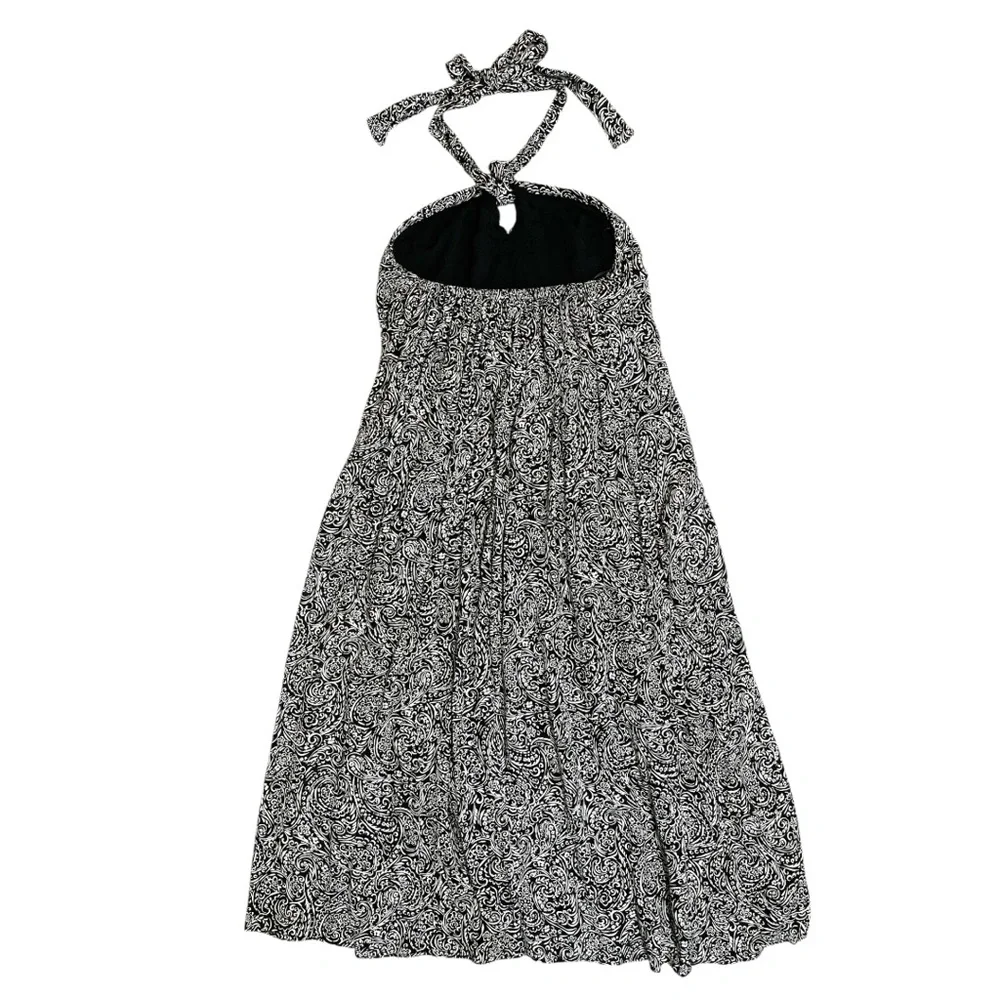 J. Jill Black Paisley Halter Maxi Dress Petite Medium NWT - Picture 3 of 5